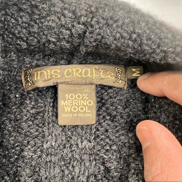 Inis Craft 100% Merino Wool Dark Gray Cardigan Sweater. Size M L020522 - Picture 3 of 4